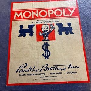 Monopoly Board Game by Parker Brothers - Classic Red and Blue 1st Edition